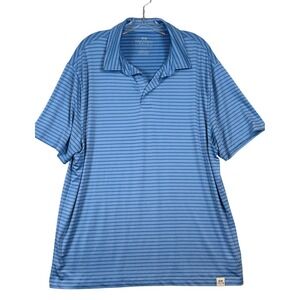 Rorie‎ Whelan Golf Mens XL Blue Striped Performance Short Sleeve Polo Shirt Prep
